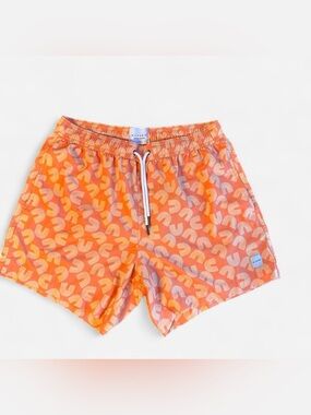 ALLFENIX Men’s Swim Trunks Shorts Peach Rainbow Print Size Large Beachwear